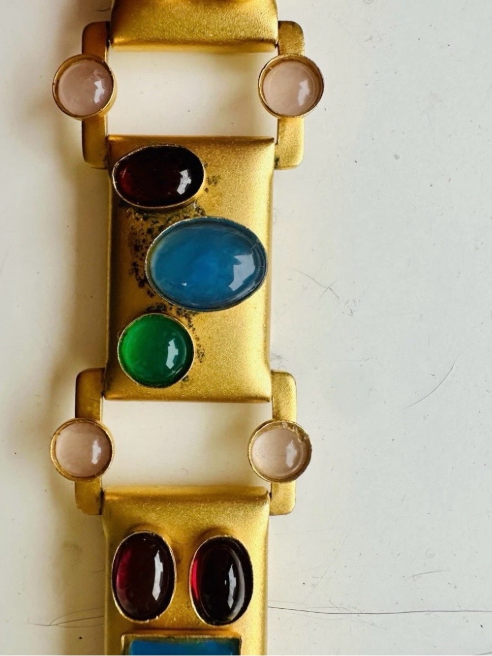 Vintage Gale Rothstein (Stamped) Semi-Precious Stones Gold Plated 7” Bracelet - Picture 8 of 8